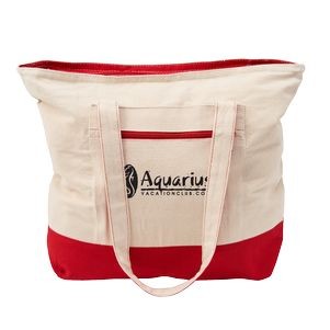12 Oz. Cotton Canvas Zippered Tote Bag