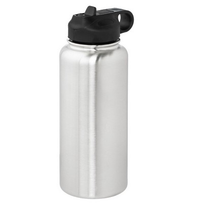 Double Wall Stainless Steel Water Bottle with Straw, 32 Oz.