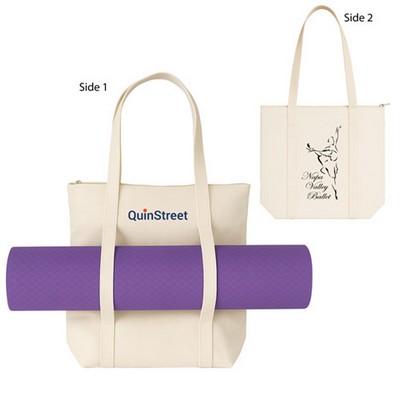 Poly-Cotton Canvas Zippered Yoga Tote