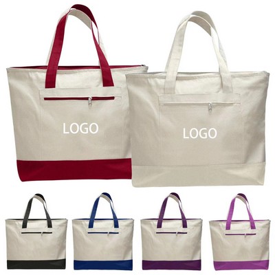 12 Oz Cotton Canvas Zippered Tote Bag