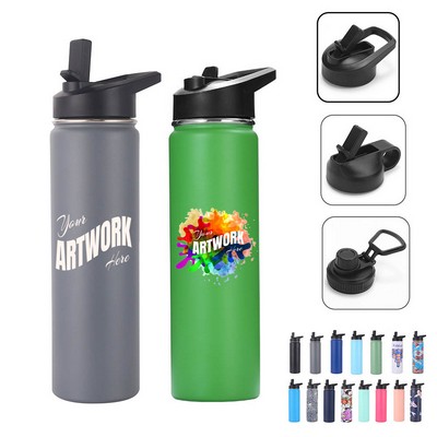 25OZ Stainless Steel Vacuum Insulated Water Bottle With Flip Straw Lid Handle